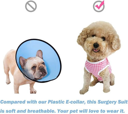 Kukaster Pet Dog Surgical Suit - Recovery Onesie for Dogs After Surgery, Spayed Female/Male Puppy, Breathable Anti-Lick Clothes, Alternative to Cone(Grey and White-m)