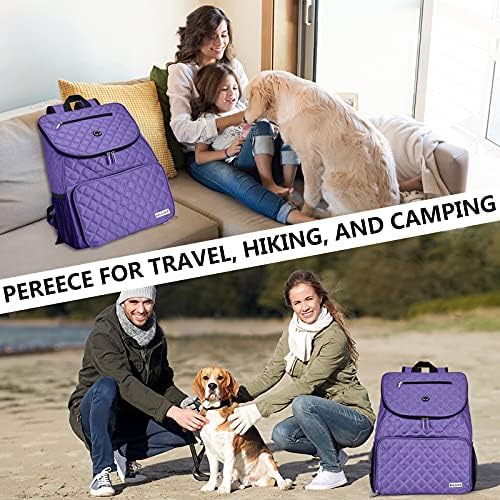 BAGLHER Dog Travel Bag Airline Approved Pet Supplies Backpack, Dog Travel Backpack with 2 Silicone Collapsible Bowls and 2 Food Baskets Purple