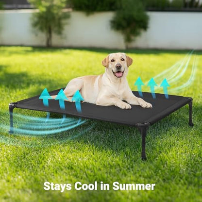 Veehoo Outdoor Elevated Dog Bed Large Sized Dogs, Cooling Raised Dog Cots