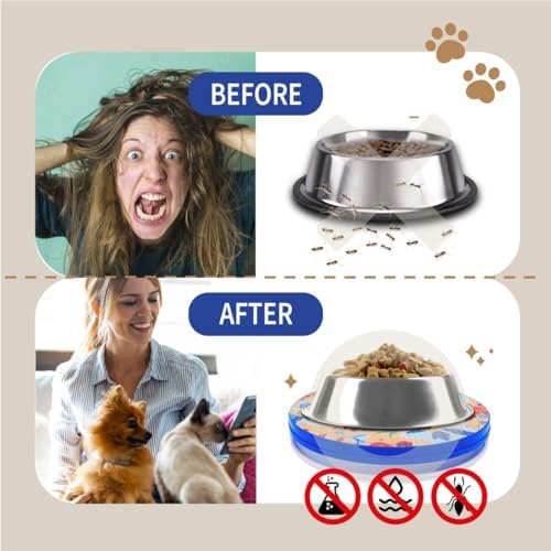 SoulThink® Ant Proof Cat Dog Bowl Tray - SoulThink x Simone Miller Collaboration Pet Food Dish Indoor No Chemical No Water Needed Different from Traditional Ant Trap (Orchid Flower)