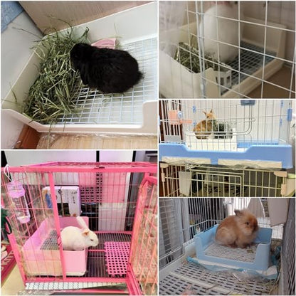 VCEPJH Extra Large Rabbit Litter Box with Tray,Plastic Bunny Litter Pan Corner Small Animal Toilet Pet Potty Trainerfor Adult Guinea Pigs Chinchillas Ferrets Galesaurs (Blue)