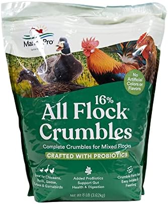Manna Pro All Flock Crumbles with Probiotics, Chicken & Duck Food, 8 lb Bag