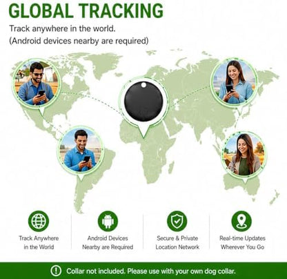 Pet Tracker for Dogs Android Only, GPS Dog Tracker Collar No Subscription – Google Find Hub Compatible Dog Tracker GPS, IP67 Waterproof with Replaceable 1-Year Battery (Network-Dependent)