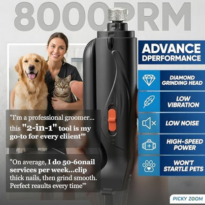 2-in-1 Dog & Cat Nail Clippers and Grinder with LED Light