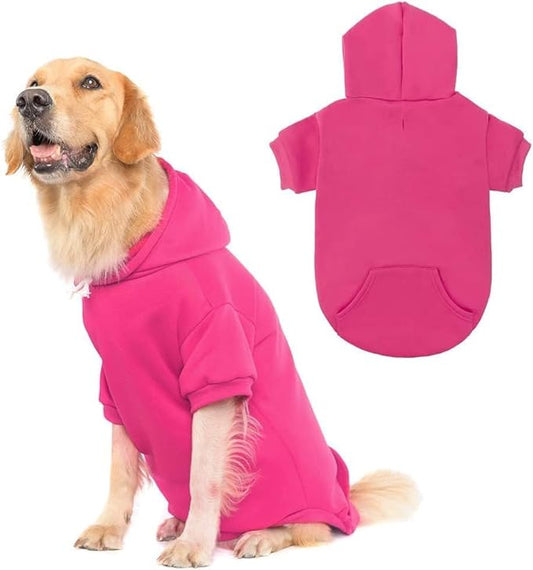 KOOLTAIL Dog Hoodie for Large Medium Small Dogs,Soft&Warm Pet Sweater with Leash Hole & Pocket Boy Girl,Puppy Fall Winter Jacket Clothes,French Pitbull Cold Weather Coat Sweatshirt,Deep Pink XL/XXL