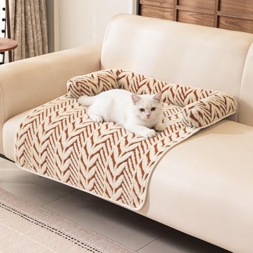 Calming Dog Bed Mats with Neck & Head Support, 31.5 x 23.62 inch Khaki