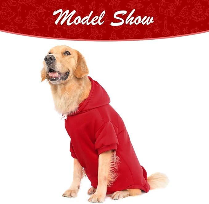 KOOLTAIL Dog Hoodie for Large Medium Small Dogs,Soft and Warm Pet Sweater with Leash Hole and Pocket Boy Girl,Puppy Fall Winter Jacket Clothes,French Pitbull Cold Weather Coat Sweatshirt,Red XL