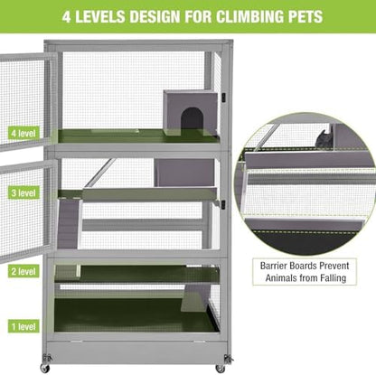 GUTINNEEN Large Ferret Cage Rat Cage 4 Levels Small Animal Cage for Chinchilla, Hedgehogs, Squirrel, Chameleon, Lizard, Gerbils Anti-Chewing