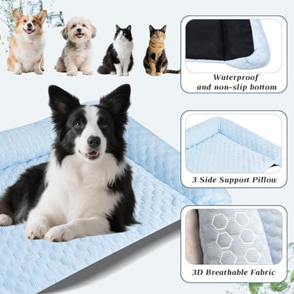 Cooling Mat for Dogs - 2025 Upgraded 28" x 18" Washable Pet Cooling Pad for Cats, Non-Slip Kennel Bed for Summer, Ultra-Comfortable & Machine Washable Portable Ice Mat for Dogs/Cats