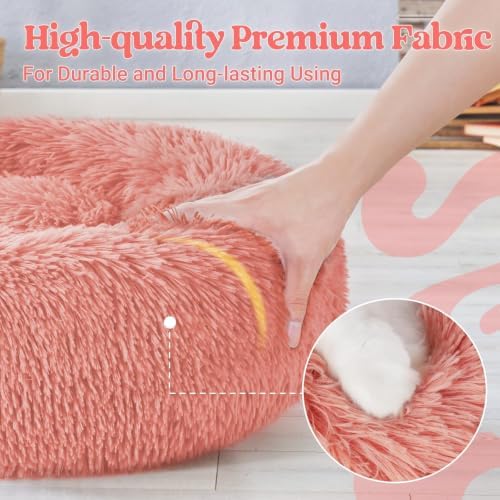 rabbitgoo Calming Cat Beds for Indoor Cats, 30 inches, Pink