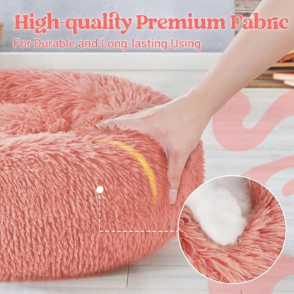 rabbitgoo Calming Cat Beds for Indoor Cats, 30 inches, Pink