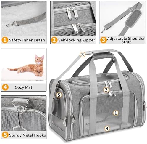 Soft-Sided Cat/Dog/Pet Carrier, Collapsible Pets Travel Carriers