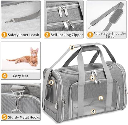 Soft-Sided Cat/Dog/Pet Carrier, Collapsible Pets Travel Carriers