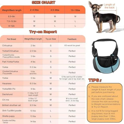 YUDODO Pet Sling Carrier for 5-9 lbs Small Dogs Cat Puppy Crossbody Carrier