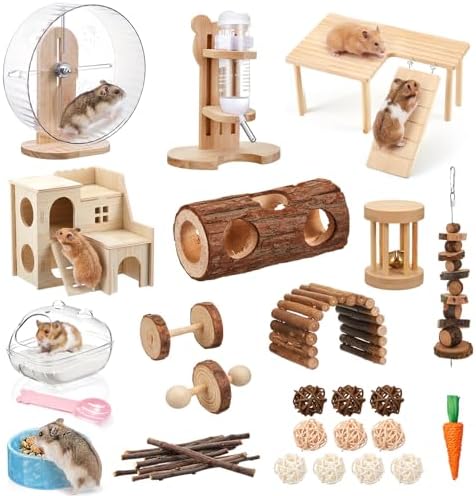40 Pcs Hamster Cage Accessories Exercise Wheel,Natural Style