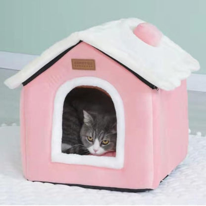 Christmas Cat Bed for Indoor Cats Plaid Xmas Cat Tent Cats Bed Cave for Pets Kittens and Dogs (Pink, L (20.5 X 17 X 19.7 Inch))