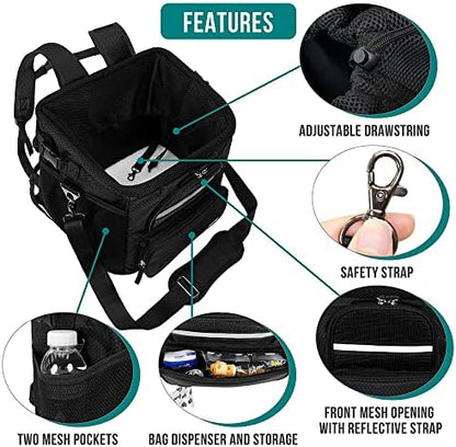 PetAmi Dog Bike Basket, Soft-Sided Ventilated Pet Carrier Backpack, Black