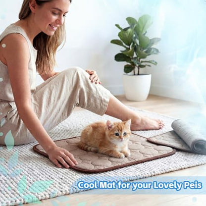 Jetec 3 Pcs Guinea Pig Cooling Mat, Small Animal Beds,Summer,Brown