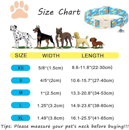 Shark Dog Collar, Summer Cotton Blue Adjustable Pet Collar for Male Dogs, Cute Ocean Pattern Soft Comfortable Durable Buckle with Charm for Boy Dogs