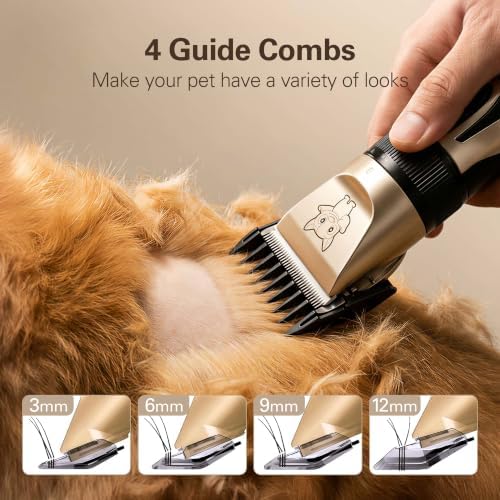 Highdas Dog Clippers for Grooming Low Noise, Cordless Electric Dog Grooming Kit Clippers Rechargeable, Quiet Dog Shaver, Pet Hair Trimmer Kit for Dogs & Cats (Grey)