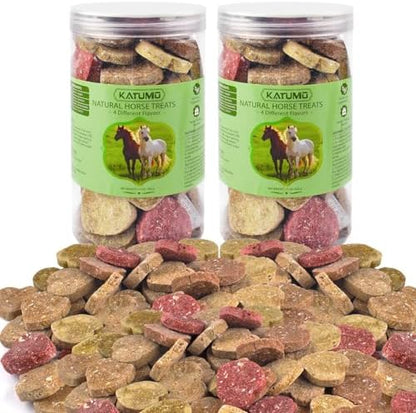 KATUMO Horse Treats, Made with Flaxseed Oats Apple Banana Strawberry and Carrot, Natural Healthy Snacks for Horse Training Rewards and Daily Feeding, 2 lbs