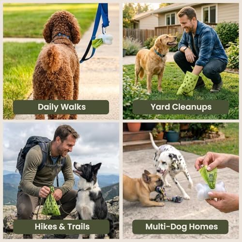 Pogi’s Dog Poop Bags – Leak-Proof & Extra Thick Pet Waste Bags with 2 Holders (Unscented, 50 Rolls, 750-Count)