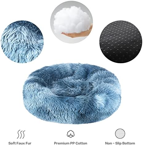 NOYAL Donut Dog Bed for Small Medium Pets, Plush Calming Faux Fur