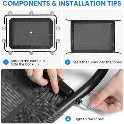 Simple Deluxe Cooling Elevated Dog Bed, Raised Portable Dog Cots Beds No-Slip Feet Durable Portable Indoor & Outdoor Pet Hammock Bed, 42x25.5x8 Inch, Black