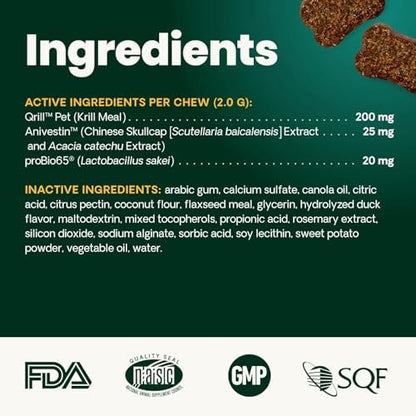 VetriScience Allergy & Itch Support Chews for Dogs, Duck, 75 Count