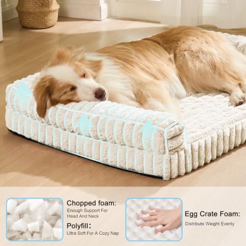 Orthopedic Large Dog Bed Furry Pet Bed, Washable Cover 42''X28''