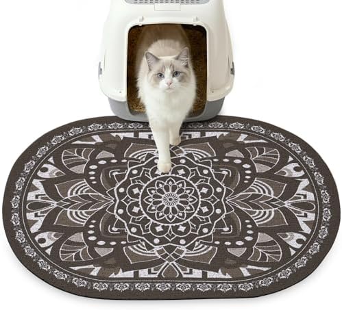 Glittme 33"x22" Cat Litter Mat with Mesh Design - Non-Slip & Waterproof Litter Trapping Pad for Litter Box Soft Texture for Pets,Dark Brown