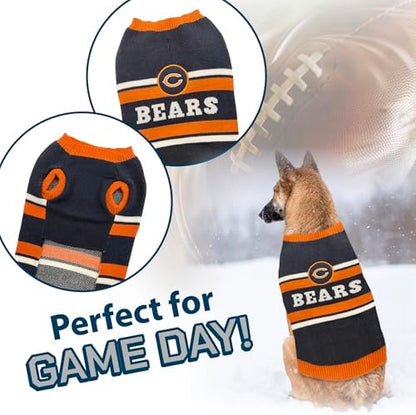 Pets First NFL Chicago Bears Dog Sweater, Size Small. Warm and Cozy Knit Pet Sweater with NFL Team Logo, Best Puppy Sweater for Large and Small Dogs, Team Color (CHI-4179-SM)