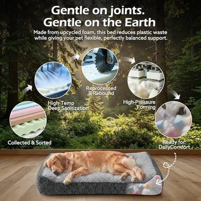JOEJOY Orthopedic Dog Bed Medium Sized Dogs, Extra Thick Supportive Big Dog Couch Bed with Sides, Ultra Soft Pet Bed Sofa, Light Grey, 35''x25''