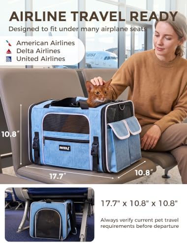 Soft Sided Pet Carrier, Travel Friendly, Small to Medium Cats 15 lbs