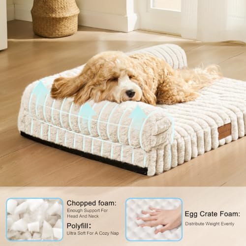 Orthopedic Medium Dog Bed Furry Pet Bed, Washable Cover 30''X20''