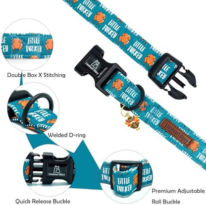Lionheart glory Thanksgiving Dog Collar-Turkey Fall Cute Dog Collars with Plastic Buckle Duty Soft Adjustable Collar for Small Dogs Girls Boys Collars Party Pet Gift