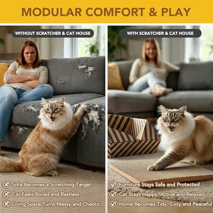 PETNOVO Cat Scratcher Bed, Foldable Collapsible Design, Outdoor Cat Bed