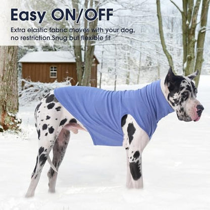 IECOii XL Dog Sweater - Stretch Fleece Vest with Turtleneck - Blue,X-Large