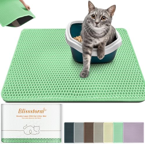 Cat Litter Mat 24"x16",Double Layer EVA Litterbox Mat Green