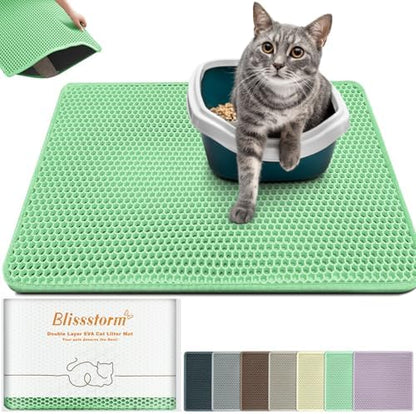 Cat Litter Mat 24"x16",Double Layer EVA Litterbox Mat Green