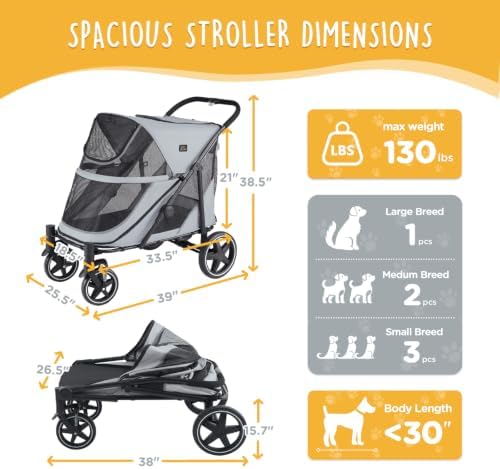 CANINE CANYON All-Terrain Pet Stroller for Large & Medium Dogs