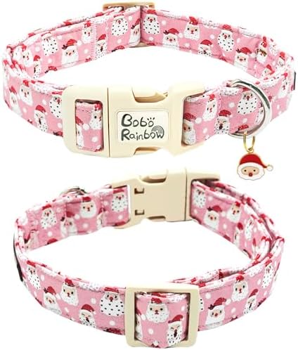 Dog Collars, Christmas Pet Collar Holiday Dog Collar Santa Claus Print Pet Collar Durable Collar Cute Puppy Collar Soft Dog Collars Adjustable Dog Collar for X-Small Dogs
