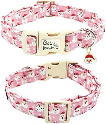 Dog Collars, Christmas Pet Collar Holiday Dog Collar Santa Claus Print Pet Collar Durable Collar Cute Puppy Collar Soft Dog Collars Adjustable Dog Collar for X-Small Dogs