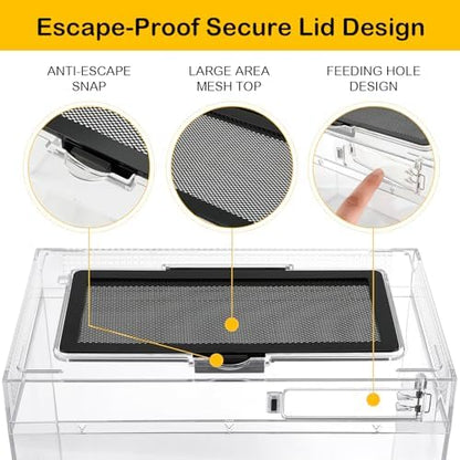 HELIME Reptile Tank 7 Piece Starter Kit with Escape Proof Locking Lid XL