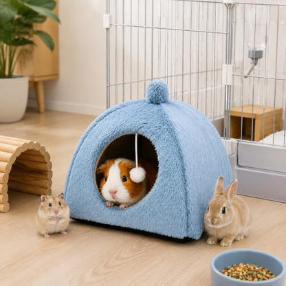 Guinea Pig Bed House Cozy Cave for Hamsters,Hedgehogs,Small Rabbits (Blue)
