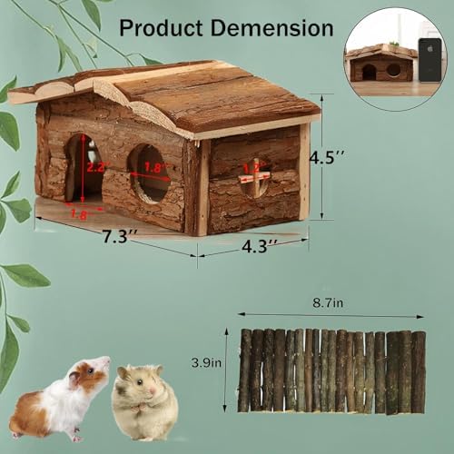 Hamiledyi Hamster Hideout House Wooden Rat Hut for Gerbils Dwarf Mouse