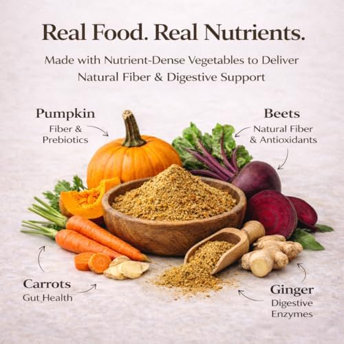 Natural Dog Company Harvest Vegetable Granules Dog Food Topper – Pumpkin Digestive Support Granules for Dogs, Fiber-Rich Superfood Blend for Gut Health, Holistic Care & Prebiotic Fiber, 8oz Bag