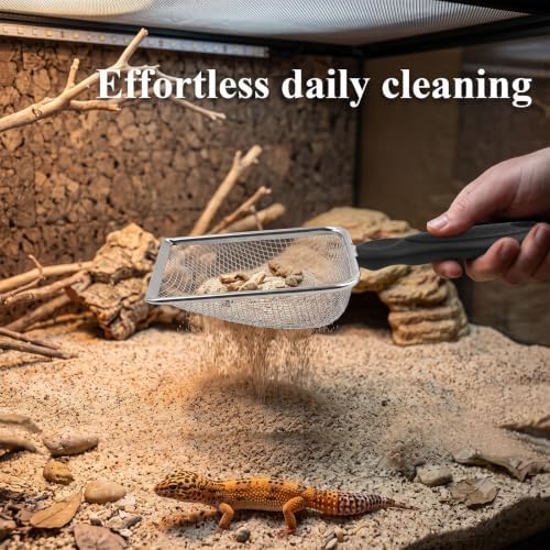 7-in-1 Reptile Tank Cleaning Kit, Complete Terrarium Enclosure Tool Set with Mini Dustpan, Brush, Scraper, Sand Sifter, Spray Pot, Cloth & Sponge, Bearded Dragon Accessories