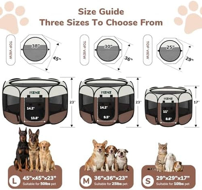 Dog Cat Small Animal Puppy Playpen Crate, Medium, Brown