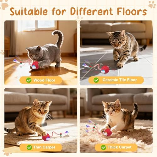 2PCS Interactive Cat Toys for Indoor Cats with 6 Tails, Automatic Cat Toy